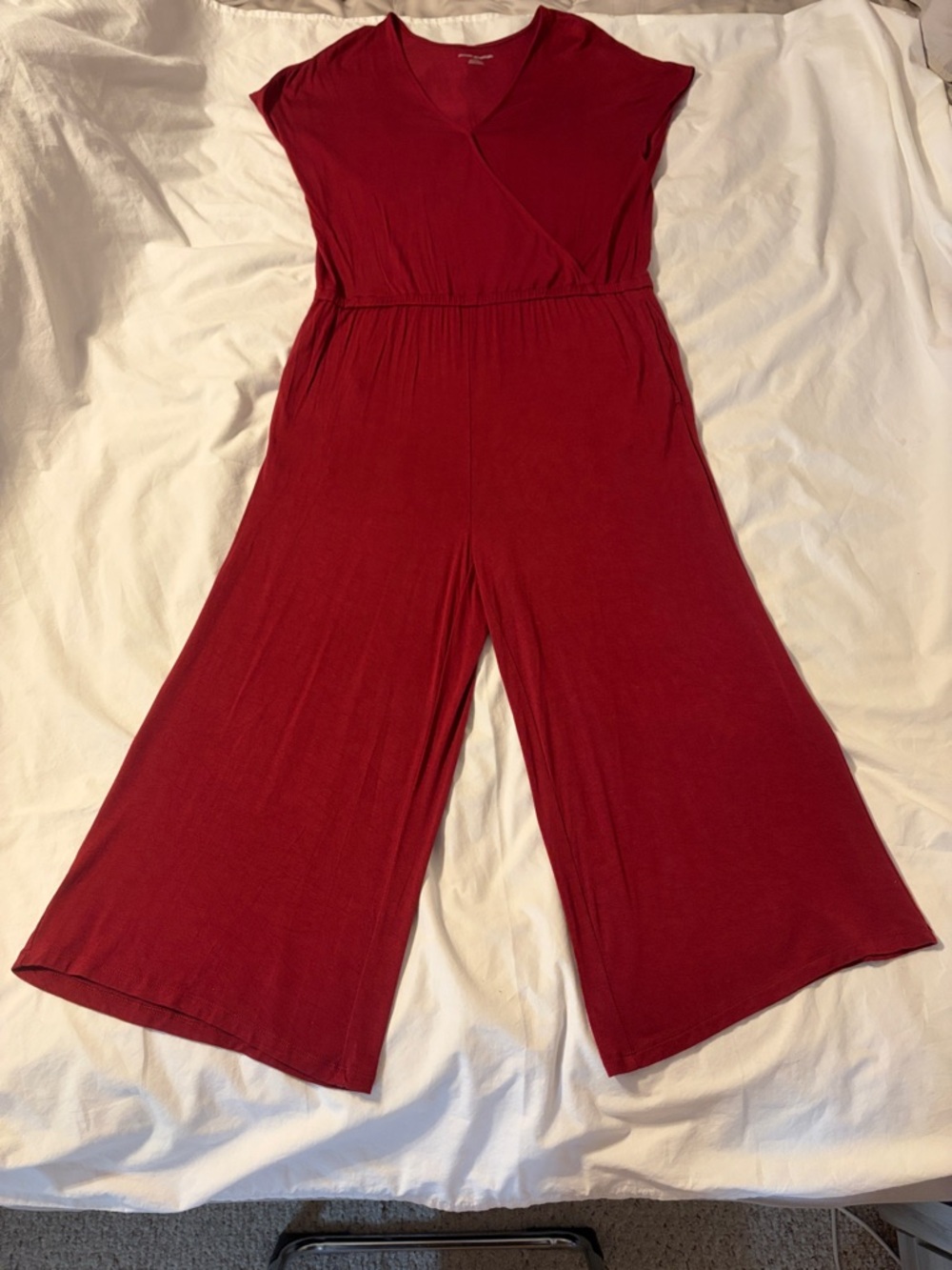 Amazon Essentials Women's Wide-Leg Jumpsuit in Burgundy Red